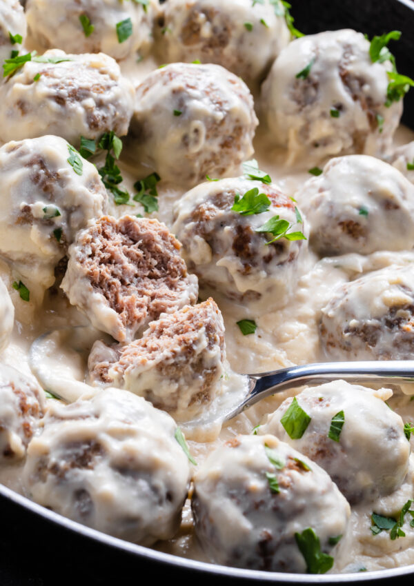 Easy Homemade Meatballs in a Creamy Wine Protein-packed Sauce